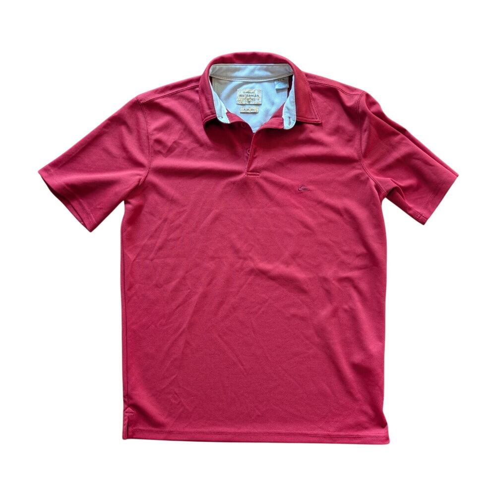 Quiksilver Waterman Collection Men's Red Short Sleeve Polo Shirt Sz S Logo